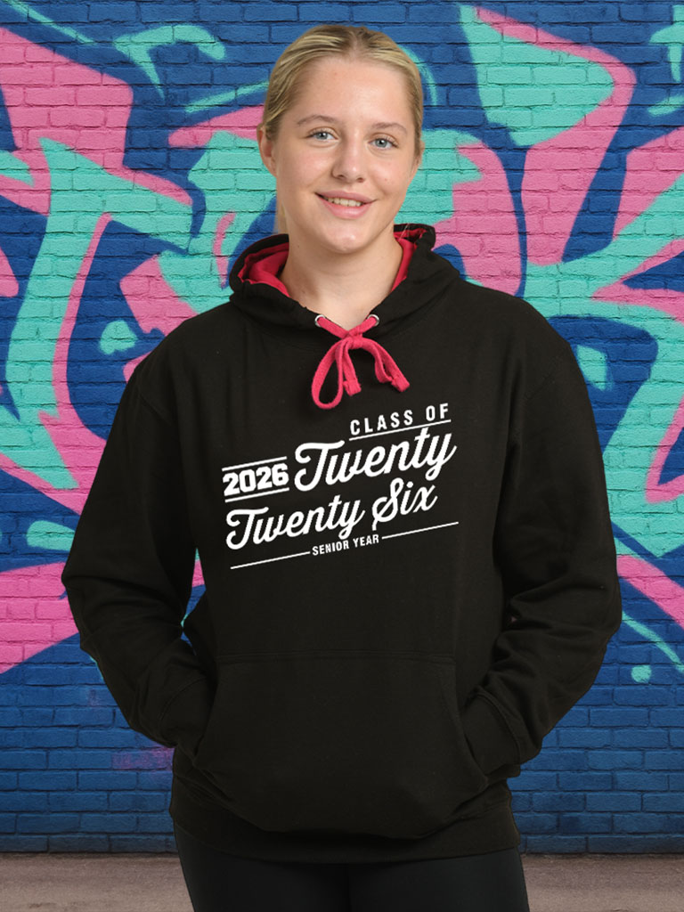 2-tone contrast coloured leavers hoodies