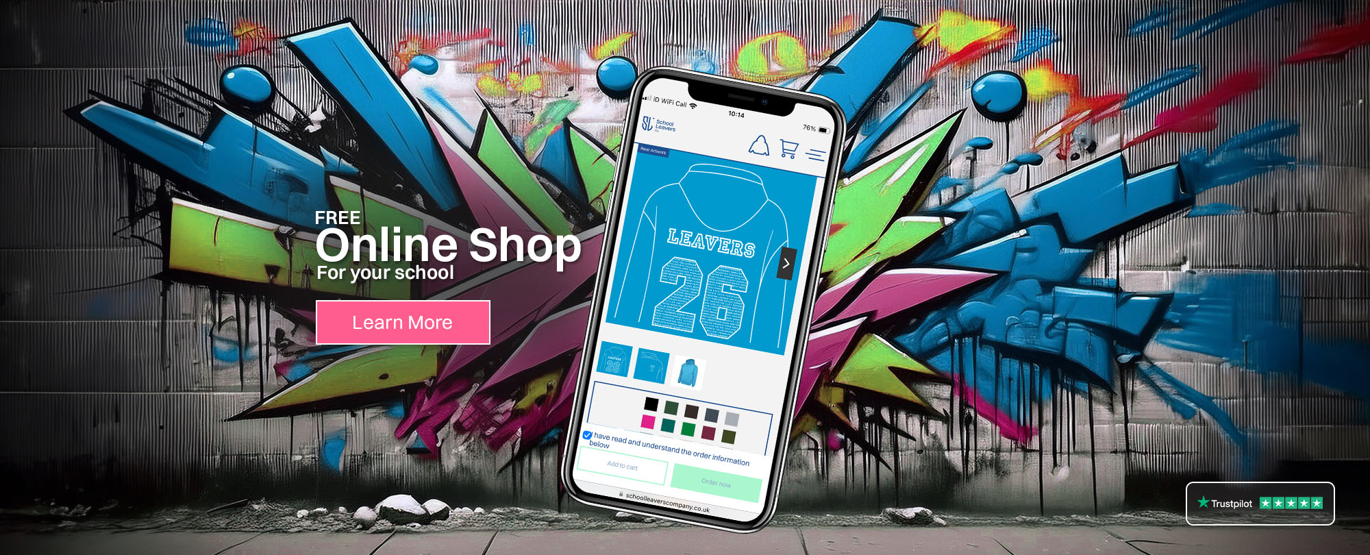 Free online shop for your school leavers hoodies