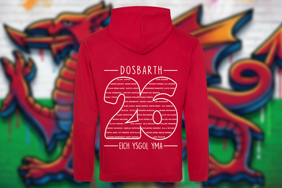 Complete Customisation for welsh  Leavers Hoodies